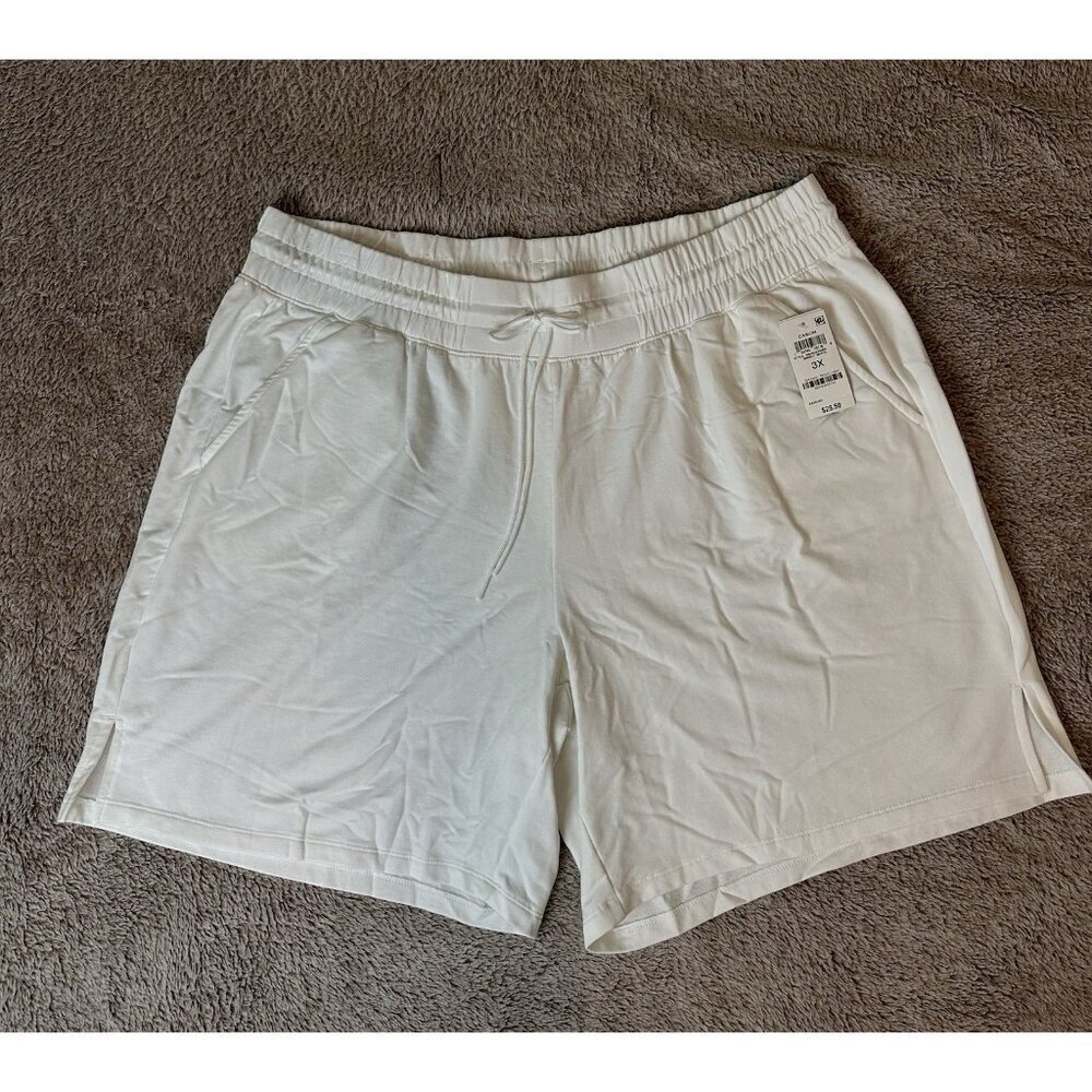 ID Ideology Plus Size Comfort Flow High Rise Shorts Womens 3X Bright White New - Picture 2 of 12